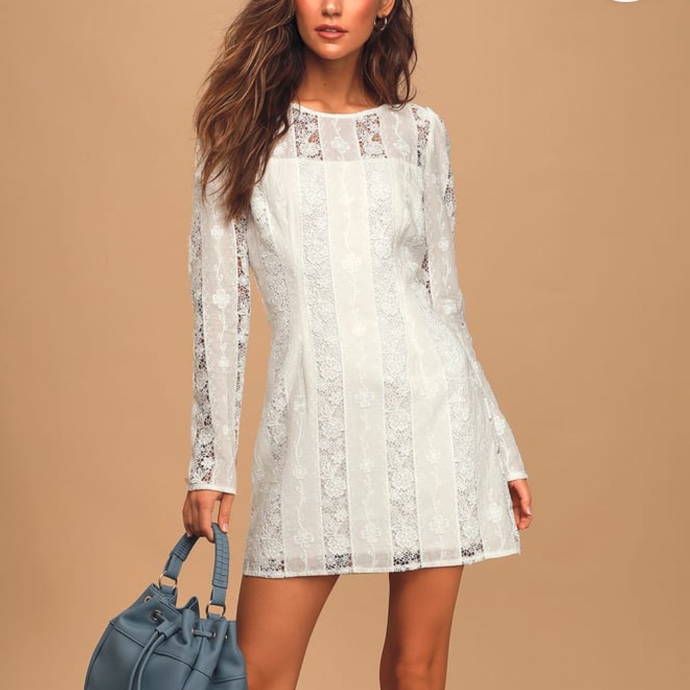 Brand new lulus white long sleeve mini dress